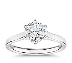 The Gallery Collection Six-Prong Trellis Solitaire Diamond Engagement Ring in Platinum